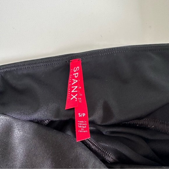 SPANX Faux Leather Moto High Waist Leggings Womens Size S Black Stretch - Picture 4 of 7